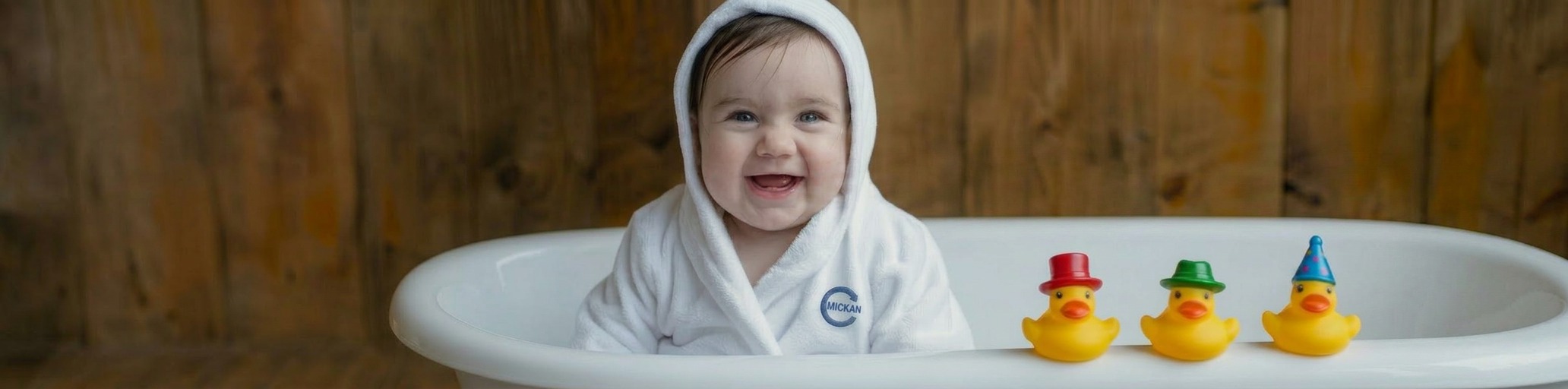 Lachendes Baby in der Badewanne