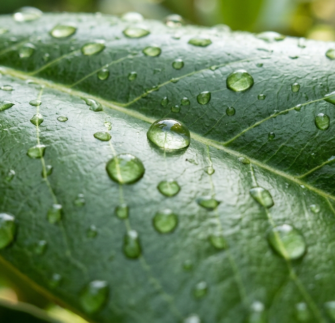 Blatt mit Wassertropfen